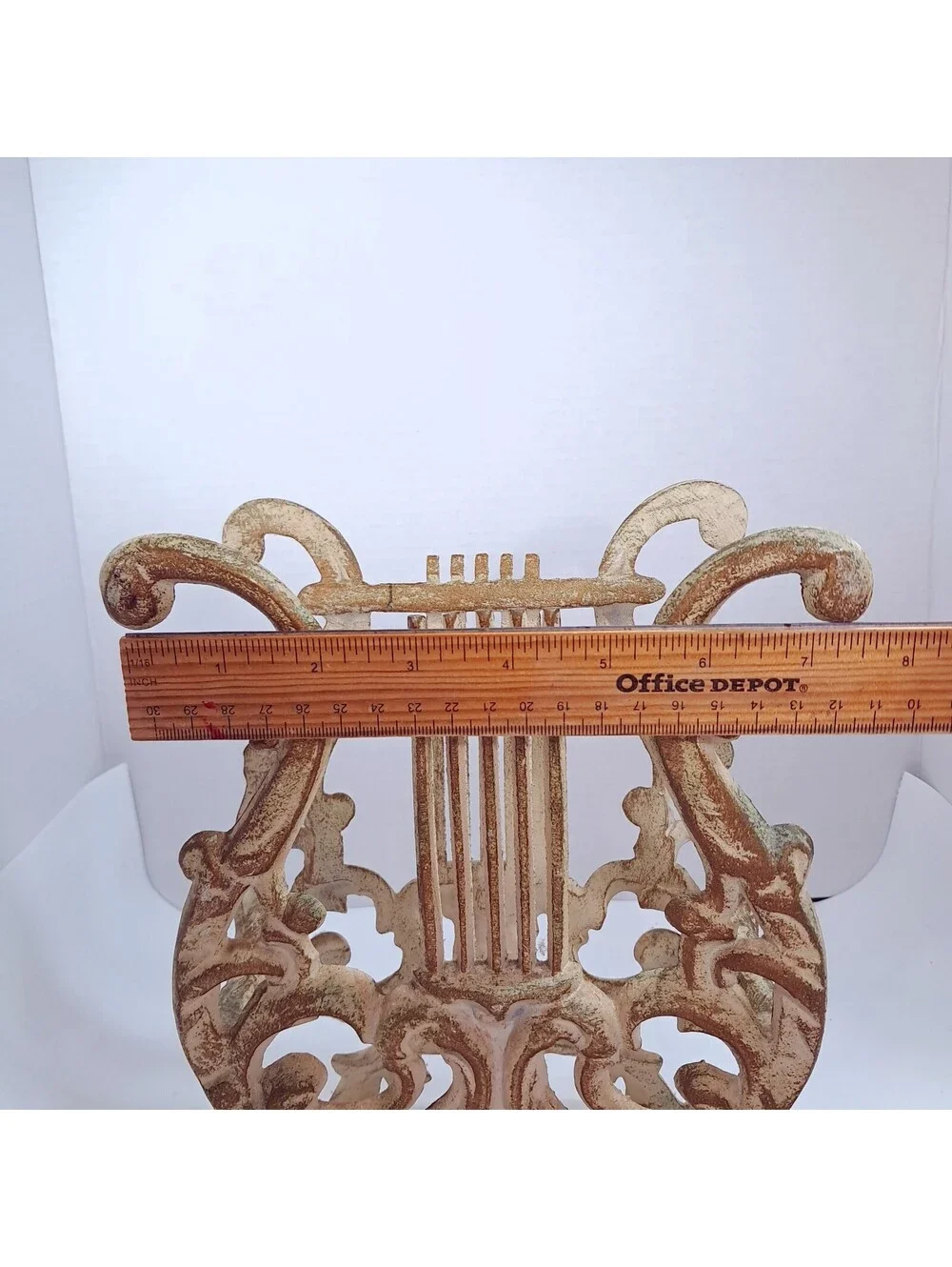 Vintage Musical Lyre Magazine Sheet Music Rack heavy cast metal ivory gold